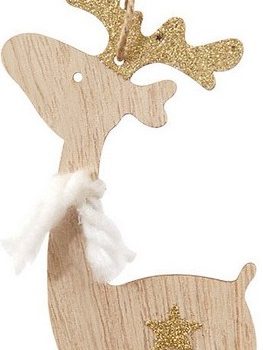 Ξύλινο Κρεμαστό Χριστουγεννιάτικο Στολίδι Με Γκλίτερ 7 x 15(h)cm