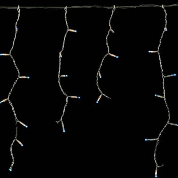 GS Ασύμετρη Κουρτίνα Με Επέκταση, Διάφανο Καλώδιο - Μπλέ Λαμπάκι 250 x 60cm