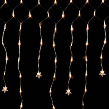 160L Gs Ασύμετρη Κουρτίνα Με Επέκταση, Διάφανο Καλώδιο - Θερμό Λαμπάκι 200 x 130cm