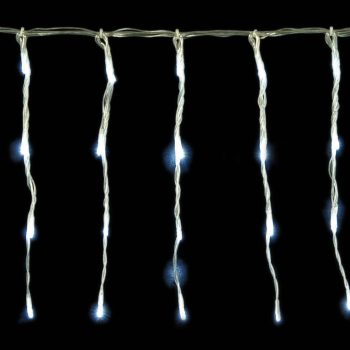 Συμμετρική Κουρτίνα 200Led Με 8 Προγράμματα, Διάφανο Καλώδιο, Λευκο( Του Πάγου) Λαμπάκι 500 X 40cm