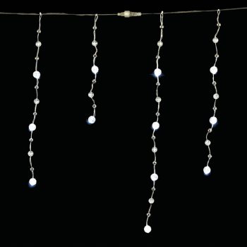 Άσύμετρη Κουρτίνα Led Με Επέκταση, Διάφανο Καλώδιο - Λευκό Λαμπάκι 530 x 60cm