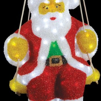 120Led 3D Φωτιζόμενος Ακρυλικός Άγιος Βασίλης Σε Κούνια Με Μετασχηματιστή iP44,50(Η)cm