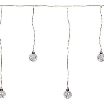 600 x 55 Led Ασύμετρη Κουρτίνα Με Διάφανες - Γυάλινες Μπάλες 5cm