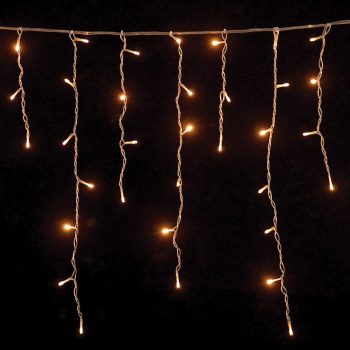 100Led Σταθερή Ασύμμετρη Κουρτίνα Για Εσωτερική Χρήση Με Επέκταση 200 x 70(h)cm,Διάφανο Καλώδιο/Λευκό Λαμπάκι (Kelvin: 2.500 - 3.000)