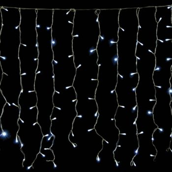 240Led Συμμετρική Κουρτίνα Για Εσωτερική Χρήση Με 8 Προγράμματα 200 x 100(h)cm,Διάφανο Καλώδιο/Λευκό Λαμπάκι (Kelvin: 6.000 - 10.000)