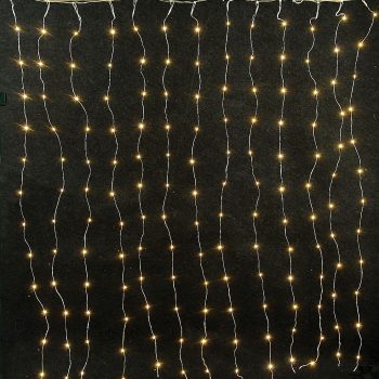 180Led Copper Σταθερή Κουρτίνα Με Ασημί Καλώδιο Και Θερμό Φωτισμό Με Μετασχηματιστή ip44 ,250 x 120(H) cm , (Klevin: 2.500 - 3.000)