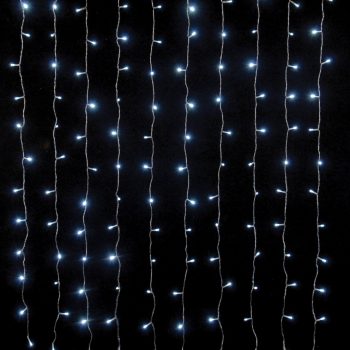 240Led Σταθερή Συμμετρική Κουρτίνα Με Επέκταση Ip44 200 x 100(h)cm ,Με Διάφανο Καλώδιο/Λευκό Λαμπάκι (Kelvin: 6.000 - 10.000)