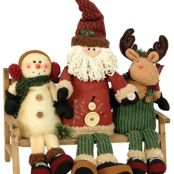 Λούτρινο Σετ Με Χιονάνθρωπο, Άγιο Βασίλη Και Τάρανδο Με Μουσική 35cm