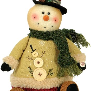 Λούτρινος Χιονάνθρωπος Και Άγιος Βασίλης Με Μουσική 33cm,Σέτ/2