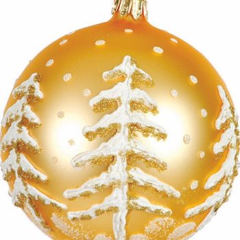 Γυάλινη Χρυσή Χριστουγεννιάτικη Μπάλα 10cm,Σέτ/2