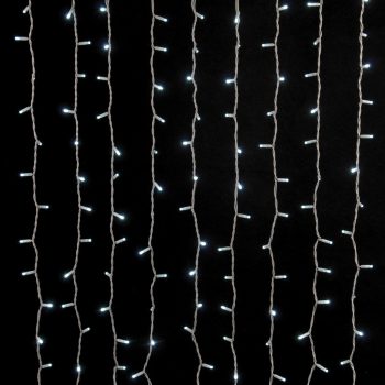 200Led Σταθερή Συμμετρική Κουρτίνα Rubber Με Επέκταση Ip65 Και Μπρίζα Σούκο 200 x 100(h)cm,Λευκό Καλώδιο/ Λευκό (Πάγου) Λαμπάκι (Kelvin: 6.000 - 10.000)