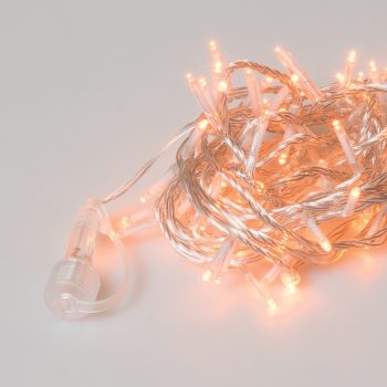 100Led Λαμπάκια Με Επέκταση,Πρόγραμμα Και Μετασχηματιστή Ip44 ,Διάφανο Καλώδιο/Πορτοκαλί Λαμπάκι ,5 Μέτρα (5cm Απόσταση)