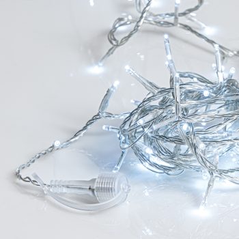 200Led Λαμπάκια Με Επέκταση,Πρόγραμμα Και Μετασχηματιστή Ip44 ,Διάφανο Καλώδιο/Λευκό Λαμπάκι , (5 cm Απόσταση) 10 Μέτρα (Kelvin: 6.000 - 10.000)