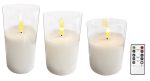 Διακοσμητικά Κεριά Μπαταρίας 2 x AA Σε Ποτήρι Με Κοντρόλ 10 Προγραμμάτων Και Timer - Dimmer ,Σέτ 3 Τεμαχίων Ø 7,5 x 10 , Ø 7,5 x 12,5 , Ø 7,5 x 15cm