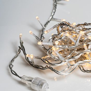 200Led Επεκτεινόμενα Λαμπάκια Με Διάφανο Καλώδιο/Θερμό Λαμπάκι  (5cm Απόσταση) 10 Μέτρα , Με Μετασχηματιστή , (Kelvin: 2.500 - 3.000)