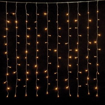 240Led All Flash Συμμετρική Κουρτίνα Με Επέκταση Πρόγραμμα Και Μετασχηματιστή 200 x 100(h)cm,Διάφανο Καλώδιο/Θερμό Λαμπάκι (Kelvin: 2.500 - 3.000)