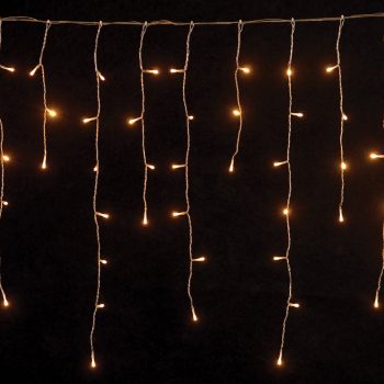 144Led Ασύμμετρη Κουρτίνα Με Ηλιακό Πάνελ 8 Προγράμματα Και Μετασχηματιστή ip44 300 x 75(h)cm,Διάφανο Καλώδιο/Θερμό Λαμπάκι (Kelvin: 2.500 - 3.000)