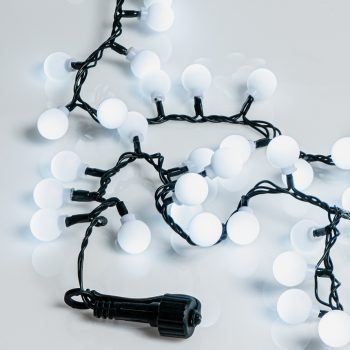 100Led Λαμπάκια Με Μπίλια Με Πρόγραμμα,Επέκταση Και Μετασχηματιστή Ip44 ,Πράσινο Καλώδιο/Λευκό Λαμπάκι 5 Μέτρα