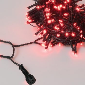 100Led Λαμπάκια Με Πρόγραμμα,Επέκταση Και Μετασχηματιστή Ip44 ,Πράσινο Καλώδιο/Κόκκινο Λαμπάκι 5 Μέτρα (5cm Απόσταση)