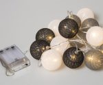 10Led Φωτάκια Σταθερά Με Μπάλες Cotton 6cm Μπαταρίας ΑΑ Με Θερμό Φωτισμό 1,5 Μέτρα