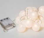 10Led Φωτάκια Σταθερά Με Μπάλες Cotton 6cm Μπαταρίας ΑΑ Με Θερμό Φωτισμό 1,5 Μέτρα
