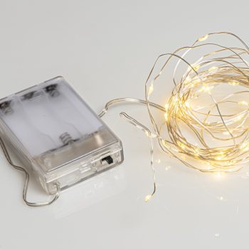 200Led Λαμπάκια Copper Μπαταρίας Με Ασημί Καλώδιο Και Θερμό Φωτισμό (10cm Απόσταση) 20 Μέτρα (Kelvin: 2.500 - 3.000)