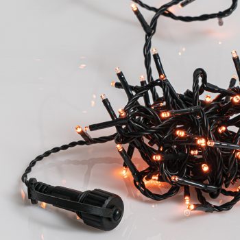 100Led Λαμπάκια Με Επέκταση Και Μετασχηματιστή Ip44 ,Πράσινο Καλώδιο/Πορτοκαλί Λαμπάκι , (5cm Απόσταση) 5 Μέτρα