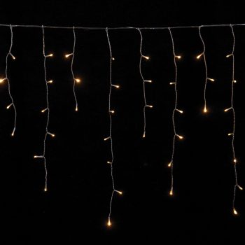 100Led Ασύμμετρη Κουρτίνα Επεκτεινόμενη All Flash Με  Μετασχηματιστή ip44 200 x 70(h)cm,Διάφανο Καλώδιο/Θερμό Λαμπάκι , (Kelvin: 2500 - 3.000)