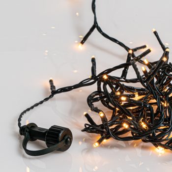 500Led Amber Λαμπάκια Με Πρόγραμμα,Επέκταση Και Μετασχηματιστή Ip44 ,Πράσινο Καλώδιο/Θερμό Λαμπάκι (5cm Απόσταση) 25 Μέτρα (Kelvin: 2.100 - 2.300) Με Καρούλι Αποθήκευσης