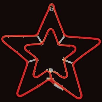 60Led Διπλό Σταθερό Φωτιζόμενο Αστέρι Με Φωτοσωλήνα Κόκκινο Φωτισμό 55cm ,Ip44