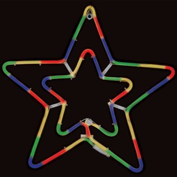 60Led Διπλό Σταθερό Φωτιζόμενο Αστέρι Με Φωτοσωλήνα Πολύχρωμο Φωτισμό 55cm ,Ip44