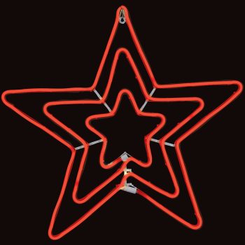 100Led Τριπλό Σταθερό Φωτιζόμενο Αστέρι Με Φωτοσωλήνα Κόκκινο Φωτισμό 70cm ,Ip44