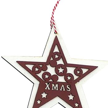 Ξύλινο Κρεμαστό Χριστουγεννιάτικο Στολίδι 13 x  1 x 13(h)cm