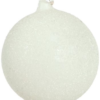 Λευκή Γυάλινη Χριστουγεννιάτικη Μπάλα 10cm,Σέτ/2