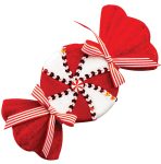 Κόκκινο Πάνινο Χριστουγεννιάτικο Στολίδι Καραμέλα 4 x 10 x 22cm