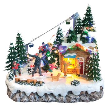 Χριστουγεννιάτικο Διακοσμητικό Όπτικαλ Χωριό Μουσικής Και Κίνησης Μπαταρίας ,23,5 x 15,7 x 14,5(H)cm