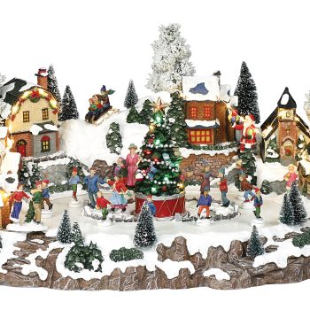 Χριστουγεννιάτικο Διακοσμητικό Όπτικαλ Χωριό Μουσικής Και Κίνησης 4,5V ,49 x 37 x 26(Η)cm