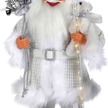 Διακοσμητικός Άγιος Βασίλης Με Φωτιζόμενο Μπαστούνι Μπαταρίας 60cm