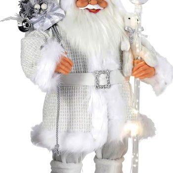 Διακοσμητικός Άγιος Βασίλης Με Φωτιζόμενο Μπαστούνι Μπαταρίας 80cm