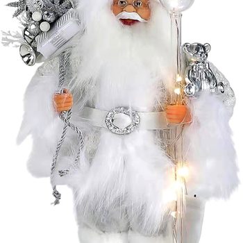 Διακοσμητικός Άγιος Βασίλης Με Φωτιζόμενο Μπαστούνι Μπαταρίας 30cm