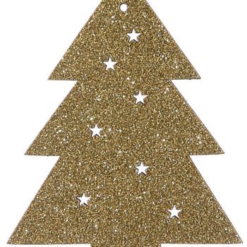 Ξύλινο Κρεμαστό Χριστουγεννιάτικο Στολίδι Με Γκλίτερ 5 x 7(h)cm/7 x 9(h)cm ,Σέτ 2 Τεμαχίων