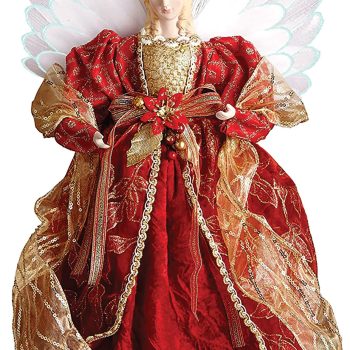 Κόκκινη Χριστουγεννιάτικη Κορυφή Δέντρου Με Φώς Όπτικες Ίνες  ,Μπαταρίας 40cm