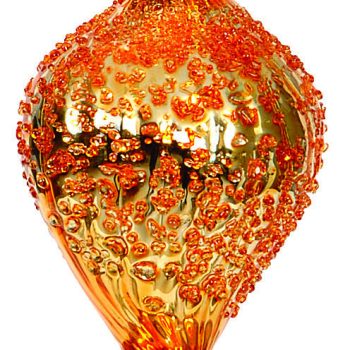 Γυάλινη Χρυσή Χριστουγεννιάτικη Μπάλα Δάκρυ 15cm,Σέτ/4