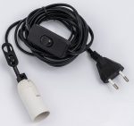 Καλώδιο Μάυρο Για Φωτιστικά 340cm Με Ντουί Ε14 Διακόπτη Και Μπρίζα Ip20