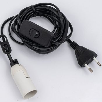 Καλώδιο Μάυρο Για Φωτιστικά 340cm Με Ντουί Ε14 Διακόπτη Και Μπρίζα Ip20