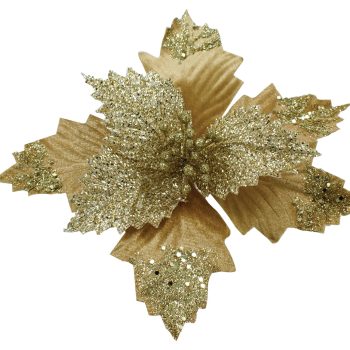 Χρυσό Χριστουγεννιάτικο Διακοσμητικό Λουλούδι 28cm