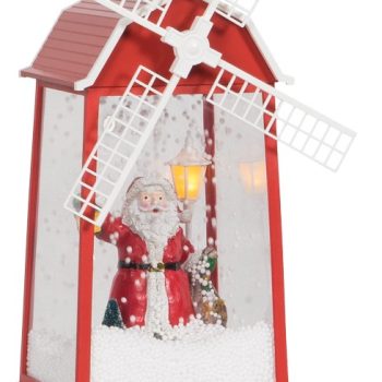 Χριστουγεννιάτικος Διακοσμητικός Μύλος Με Φώς , Μουσική Και Χιόνι Με Καλώδιο Usb 16 x 16 x 38,5cm