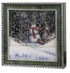 Χριστουγεννιάτικο Διακοσμητικό Κάδρο Με Φώς , Μουσική Και Χιόνι Με Μετασχηματιστή ip20 , 38,5 x 38,5 x 8cm