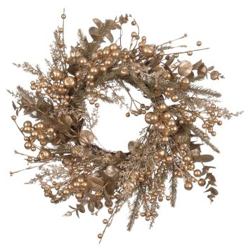 Στολισμένο Χριστουγεννιάτικο Στεφάνι Χρυσό 50cm