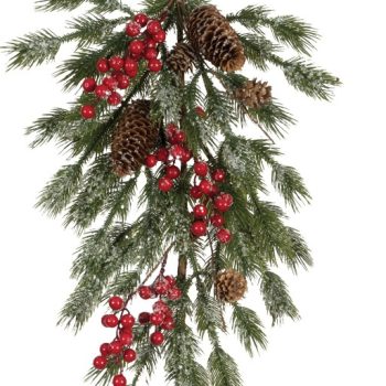 Χριστουγεννιάτικο Κλαδί Δάκρυ Με Γκι 60cm